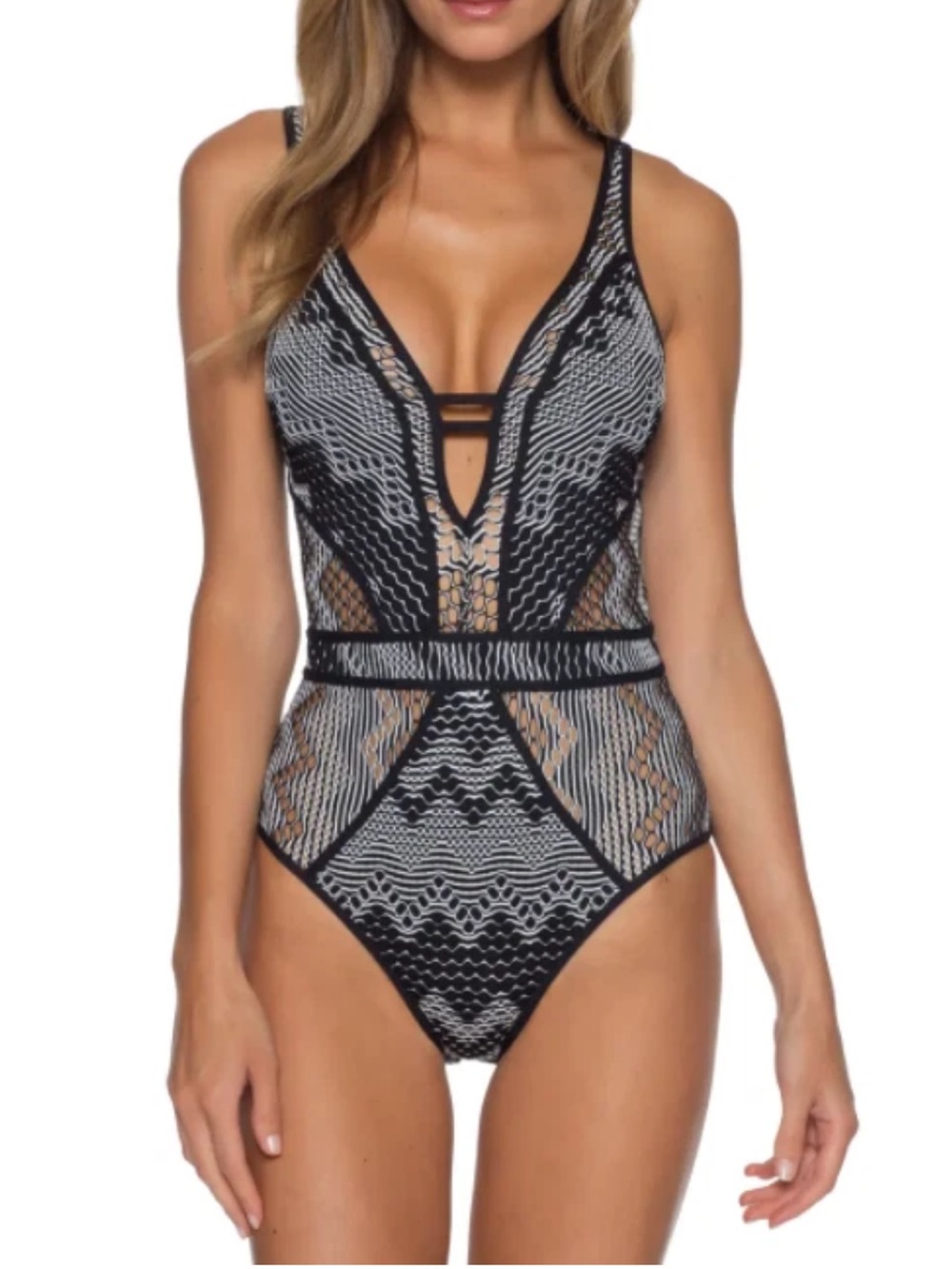 BECCA Black and White Patterned Kids One-Piece